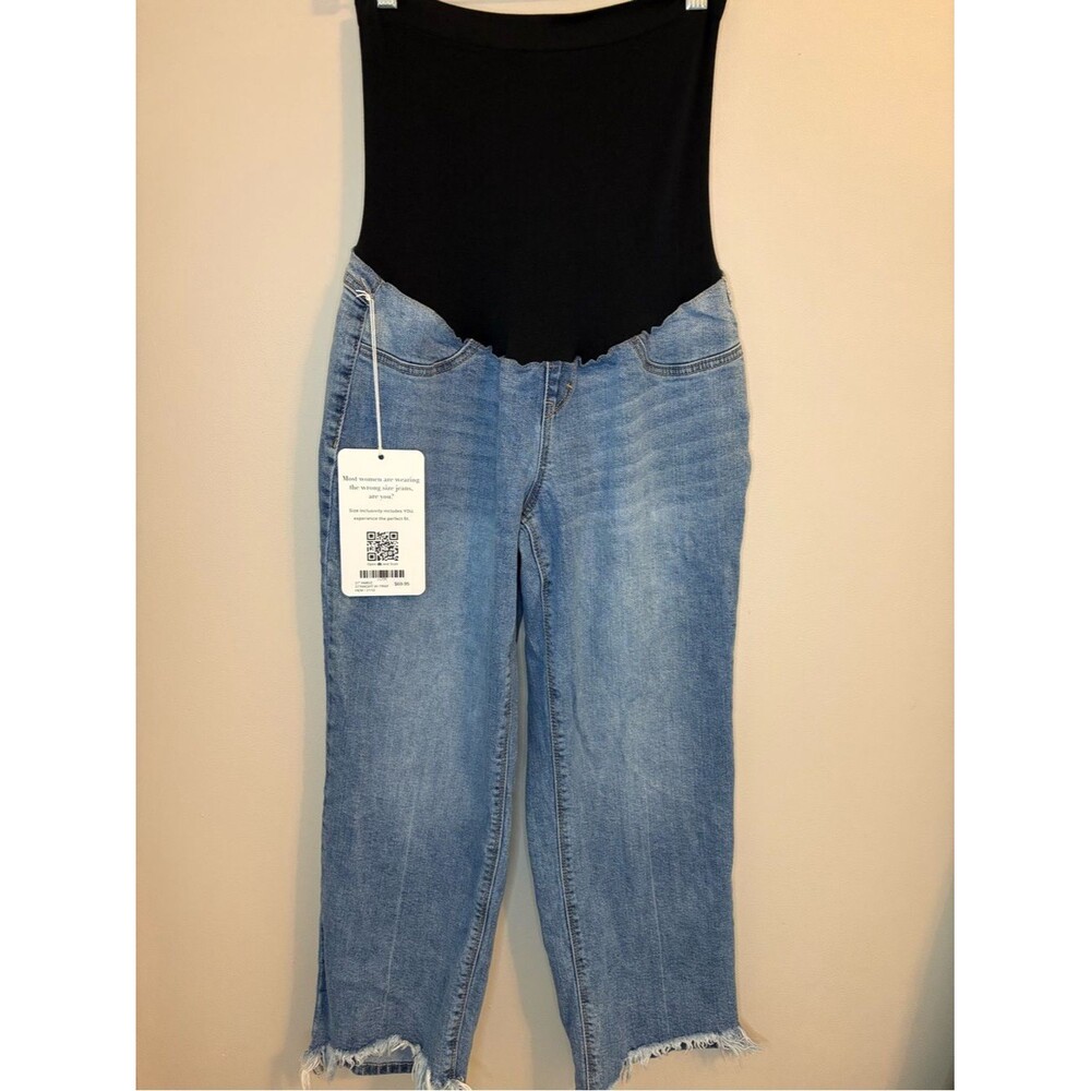 1822 Denim Maternity Ankle Straight Fray Hem Jeans Size 12 NWT